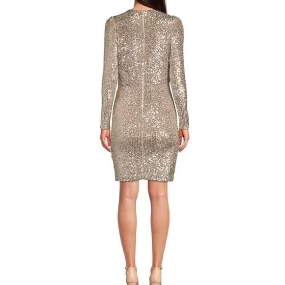 Alex Marie Gold Sequin Dress - Picture 2 of 16